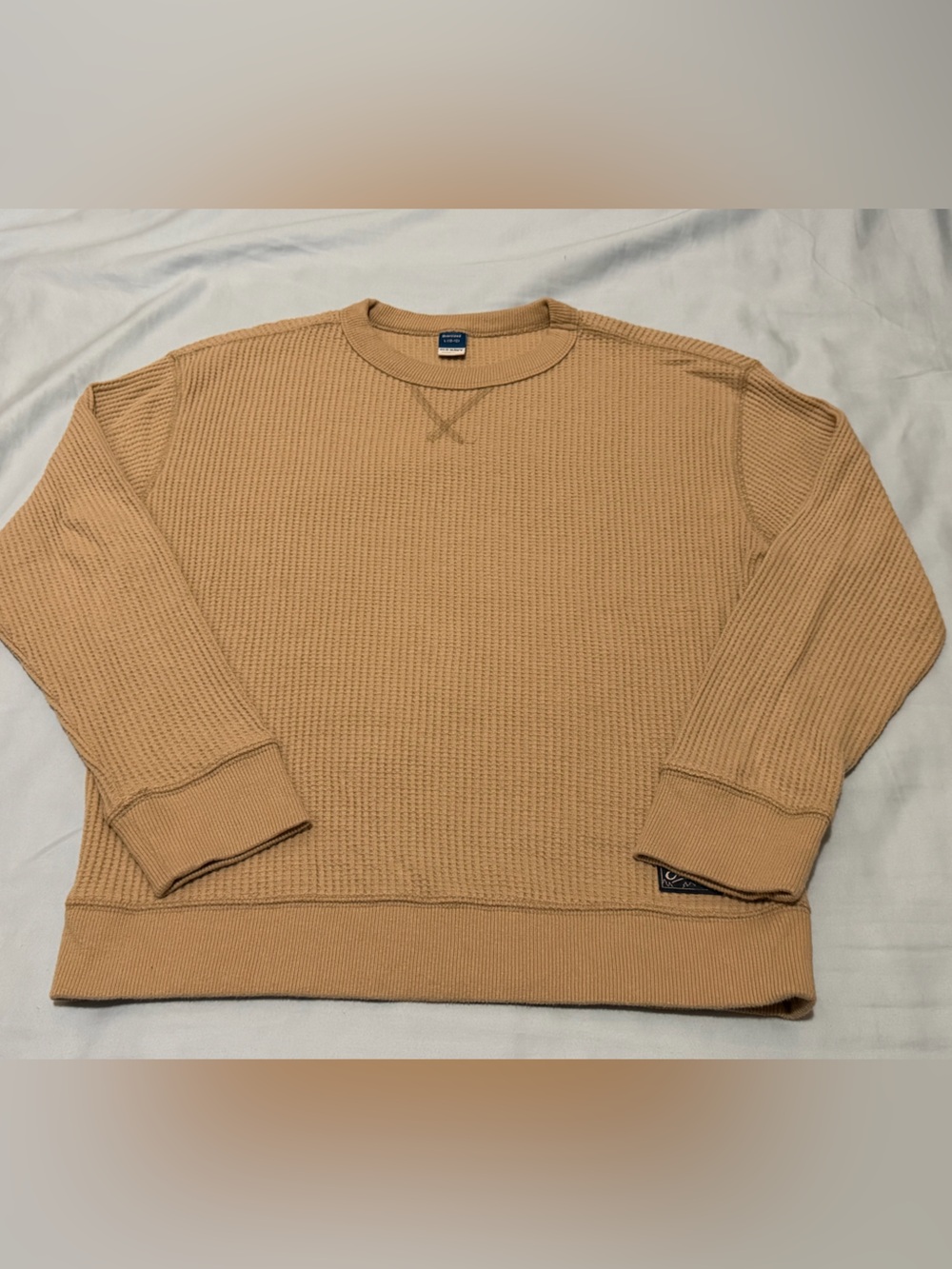 Old Navy Camel/Tan Waffle-Knit Long Sleeve Crew